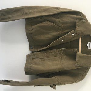 Superdown Cropped Army Green Denim Jacket